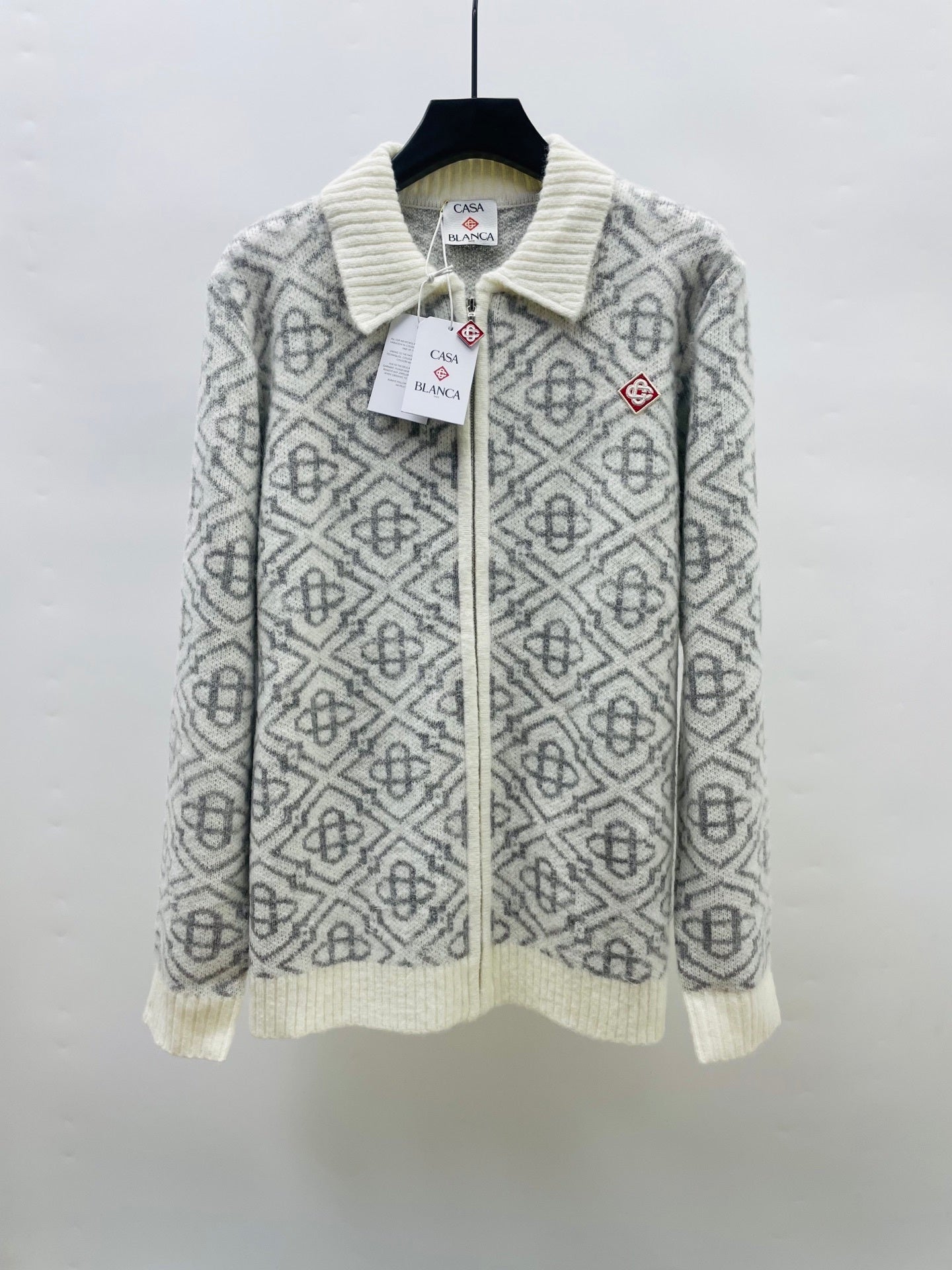 Casablanca Patterned Zip Knitwear | White