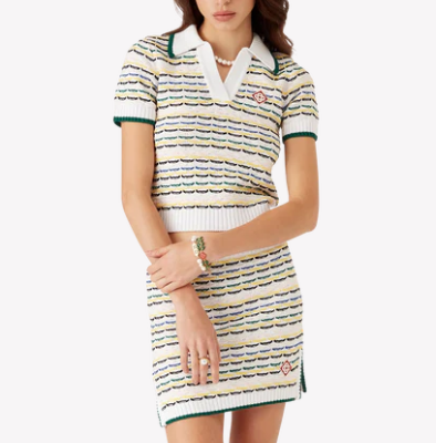 CasaBlanca cotton knit miniskirt with gathered stitch
